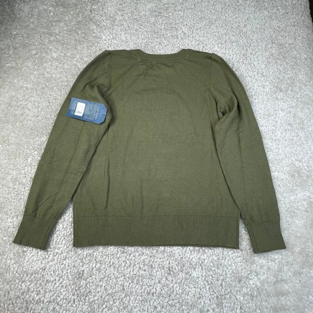 Life Is Good Green Crewneck Sweater Yellow Dog Daisy Womens Small